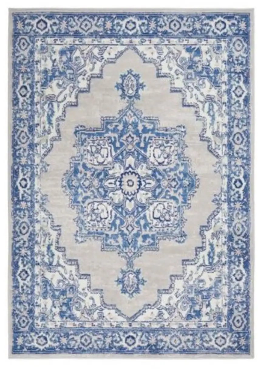 Blue Gray Floral Dhurrie Area Rug Photo 7