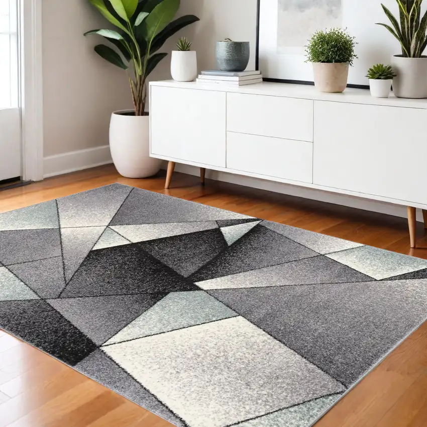 Gray And Blue Prism Pattern Area Rug Photo 1
