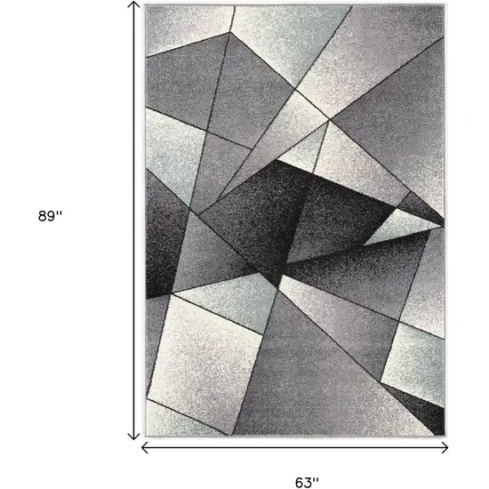 Grey Blue Geometric Area Rug Photo 9