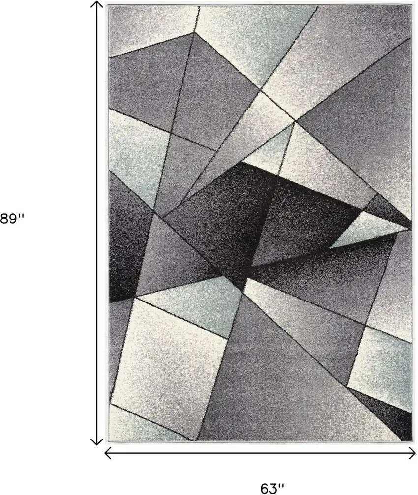 Grey Blue Geometric Area Rug Photo 9