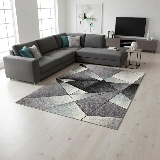 Grey Blue Geometric Area Rug Photo 1