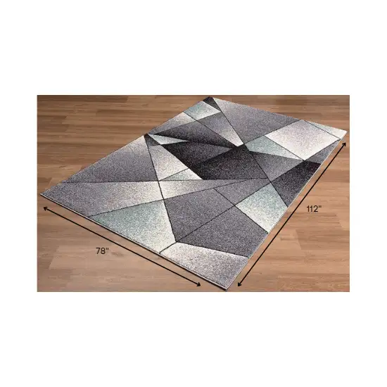 Grey Blue Geometric Area Rug Photo 8