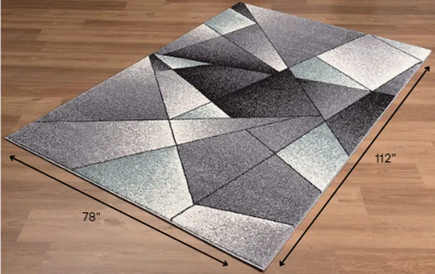 Grey Blue Geometric Area Rug Photo 8