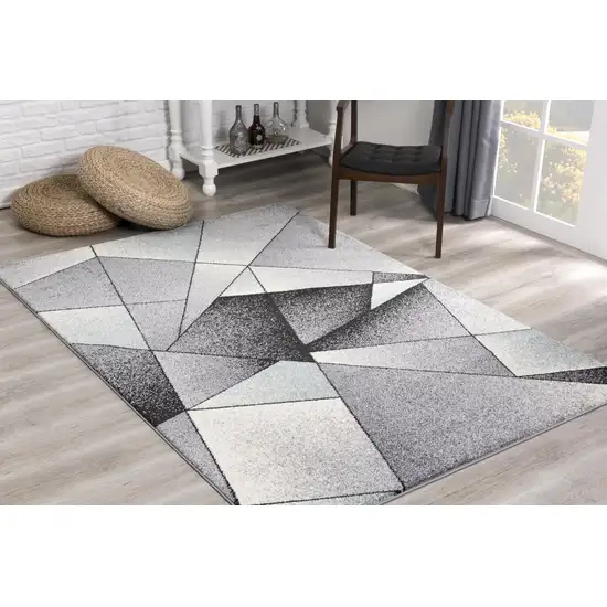 Grey Blue Geometric Area Rug Photo 6