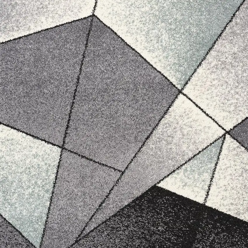 Grey Blue Geometric Area Rug Photo 2