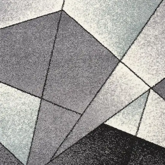 Grey Blue Geometric Area Rug Photo 2