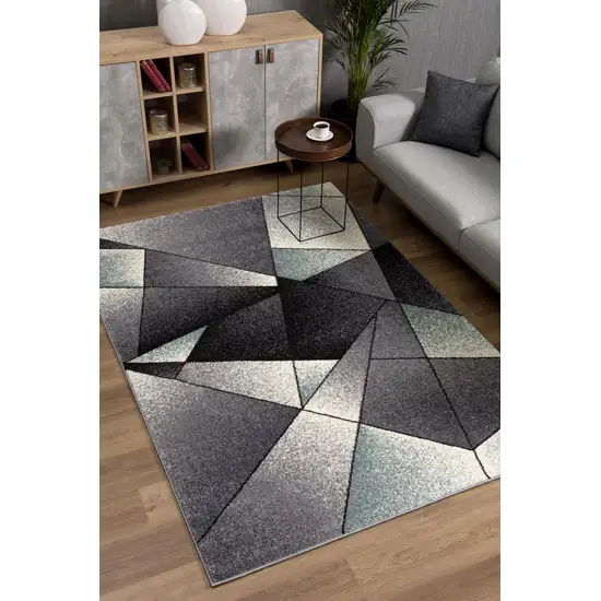 Grey Blue Geometric Area Rug Photo 5