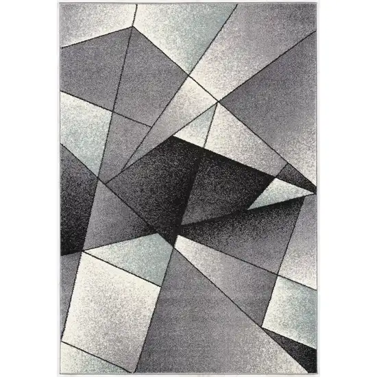Grey Blue Geometric Area Rug Photo 2