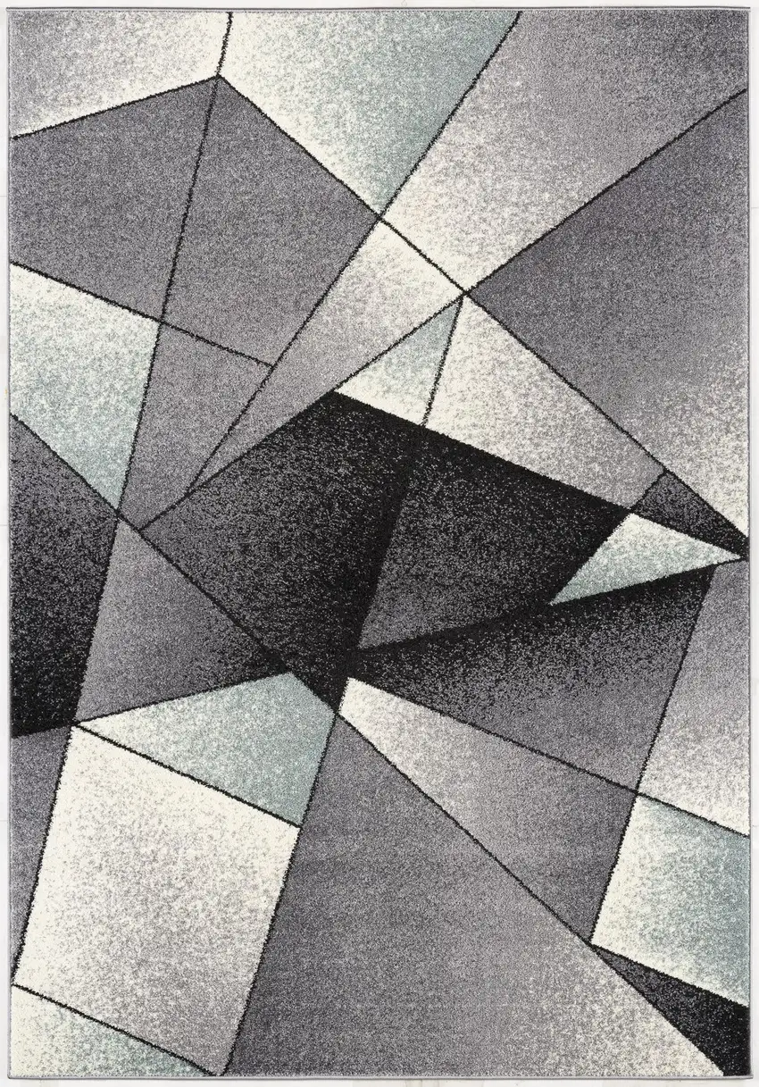 Grey Blue Geometric Area Rug Photo 2