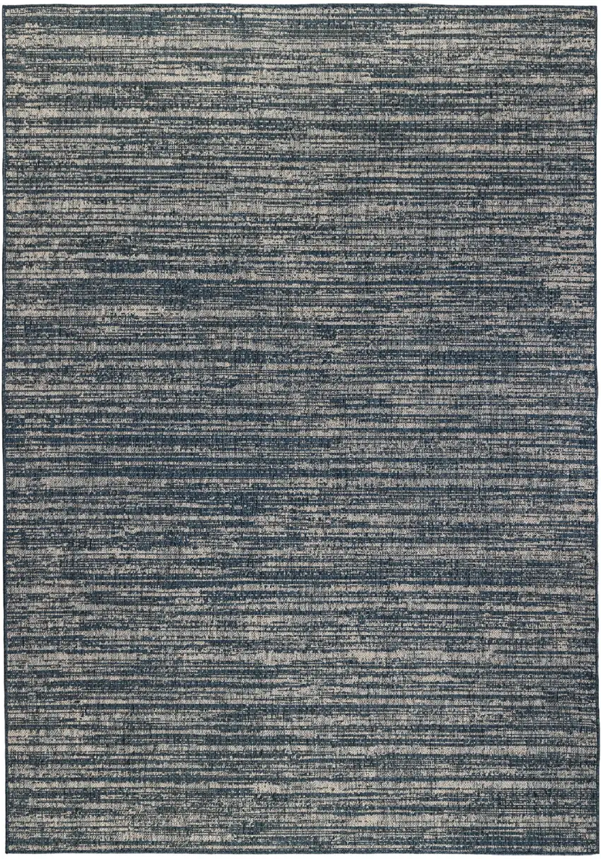 Gray and Blue Striped Stain Resistant Indoor Outdoor Area Rug Photo 2