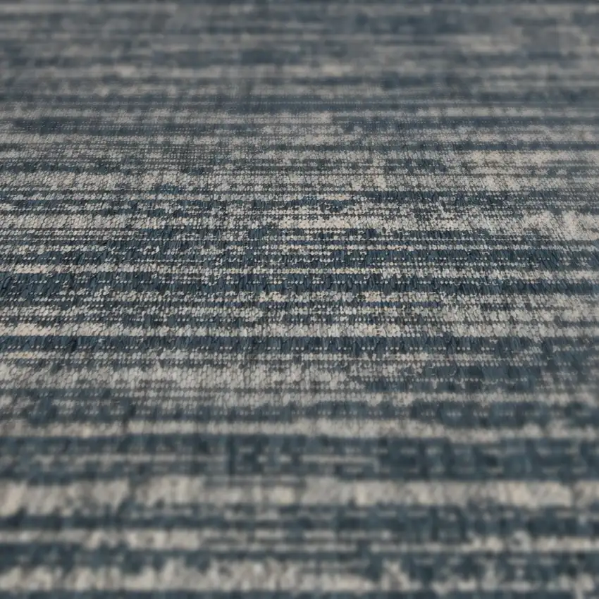 Gray and Blue Striped Stain Resistant Indoor Outdoor Area Rug Photo 9