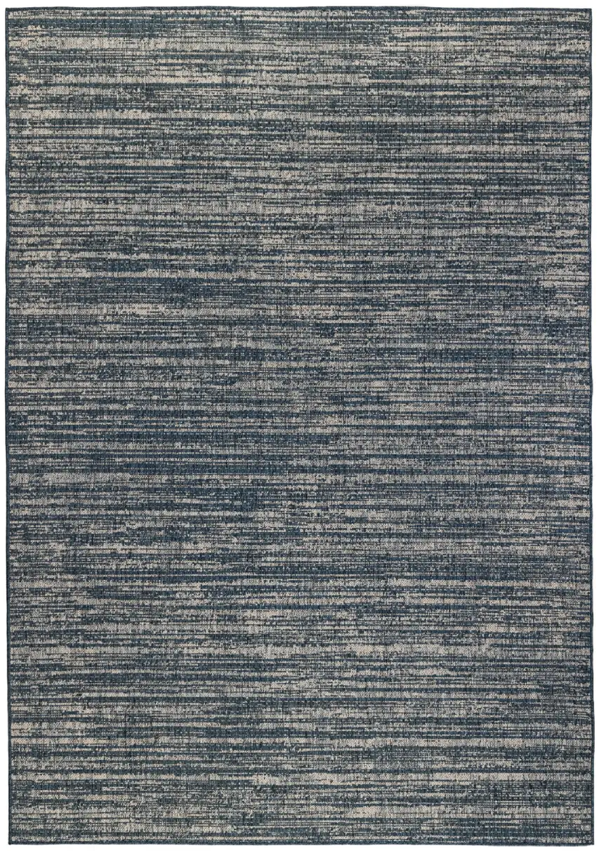 Gray and Blue Striped Stain Resistant Indoor Outdoor Area Rug Photo 2