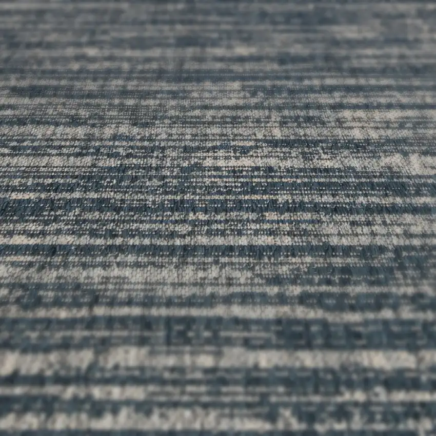 Gray and Blue Striped Stain Resistant Indoor Outdoor Area Rug Photo 9