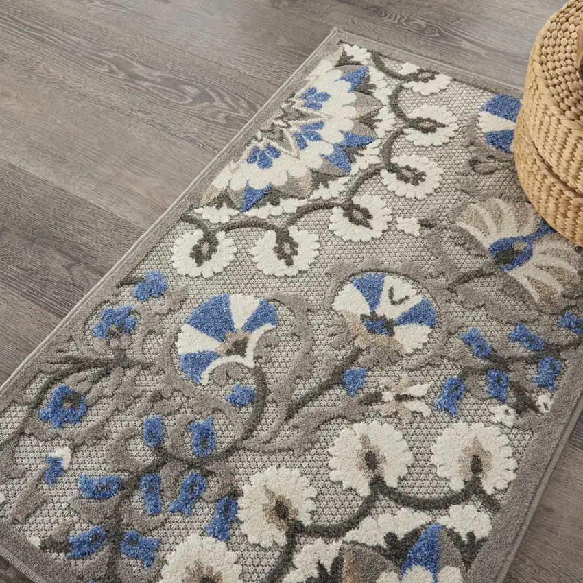 Blue And Gray Indoor Outdoor Area Rug Photo 5