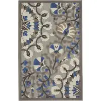 Photo of Gray and Blue Vines Indoor Outdoor Area Rug