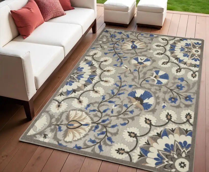 Blue And Gray Indoor Outdoor Area Rug Photo 2