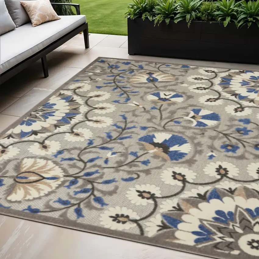 Blue And Gray Indoor Outdoor Area Rug Photo 2