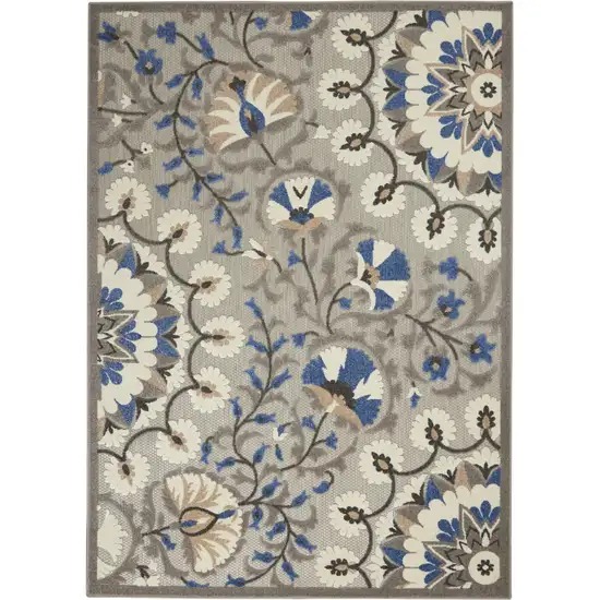 Grey/Multi Floral Indoor Outdoor Area Rug Photo 1
