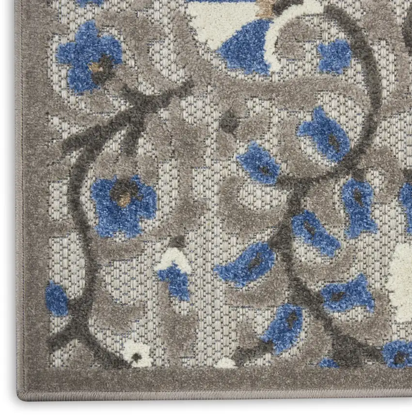 Grey/Multi Floral Indoor Outdoor Area Rug Photo 3