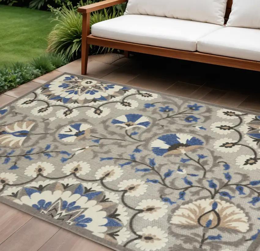 Blue And Gray Indoor Outdoor Area Rug Photo 2