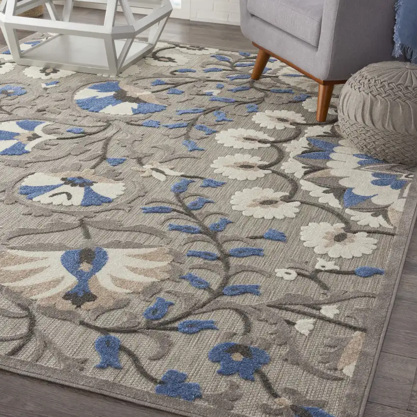Blue And Gray Indoor Outdoor Area Rug Photo 6