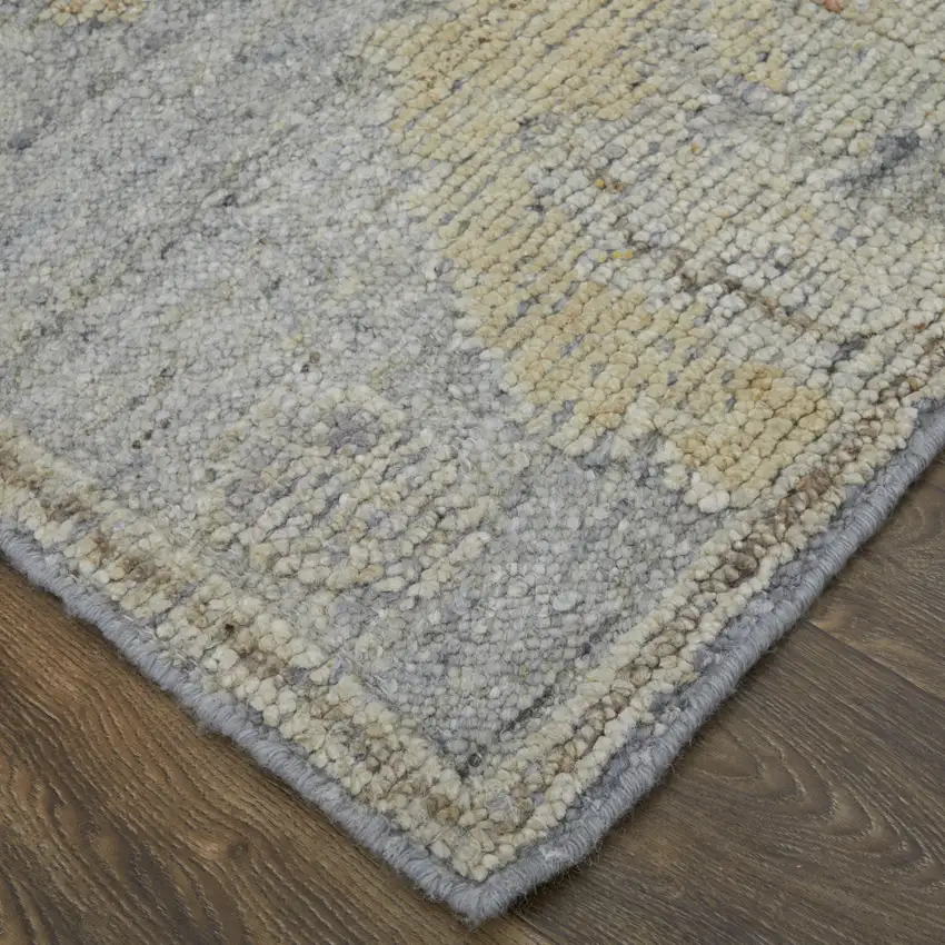 Gray and Blue Wool Floral Hand Knotted Area Rug Photo 9