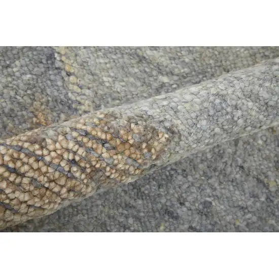 Gray and Blue Wool Floral Hand Knotted Area Rug Photo 6
