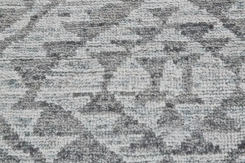 Gray and Blue Wool Southwestern Hand Knotted Area Rug Photo 9