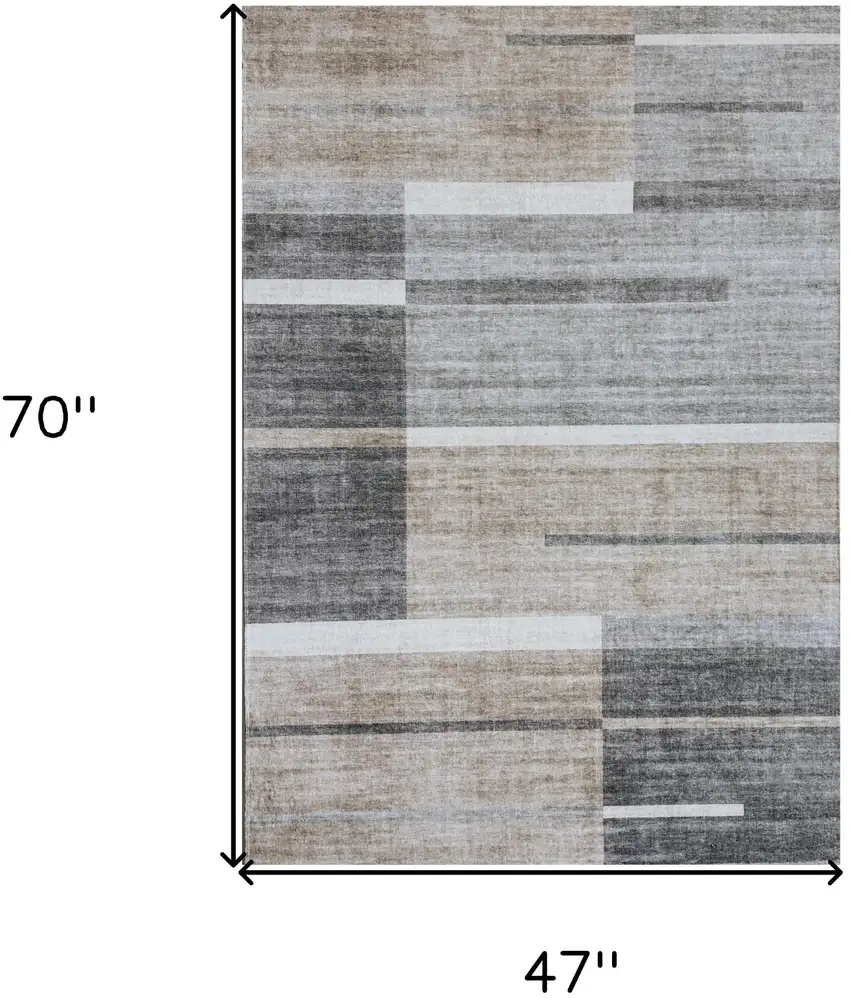 Gray and Brown Abstract Area Rug Photo 5