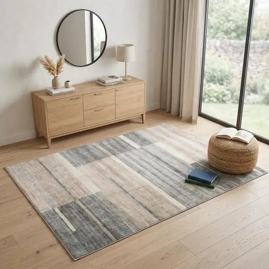 Gray and Brown Abstract Area Rug Photo 1