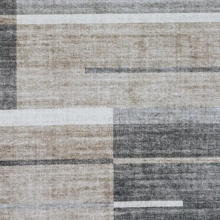 Gray and Brown Abstract Area Rug Photo 3