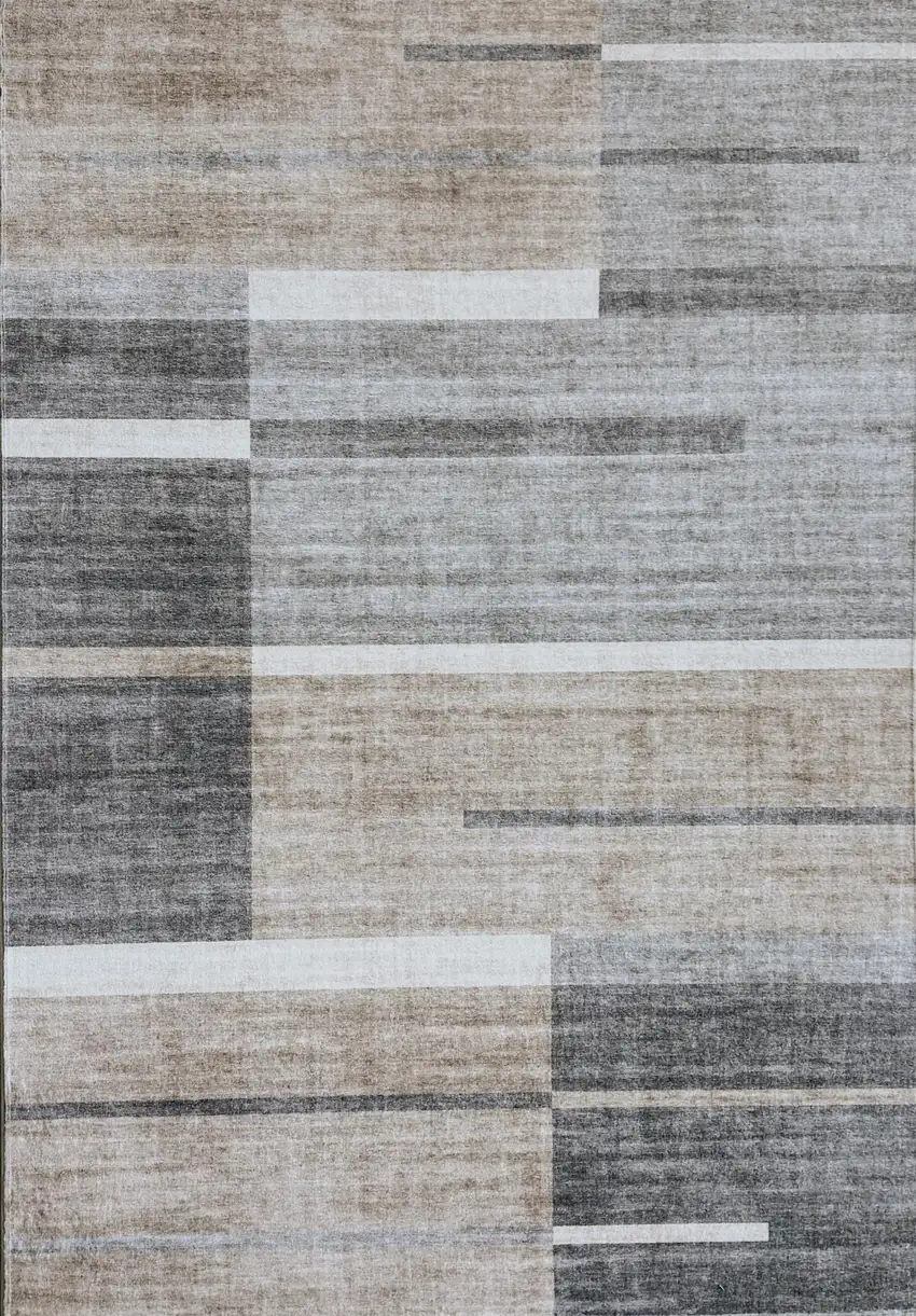 Gray and Brown Abstract Area Rug Photo 2