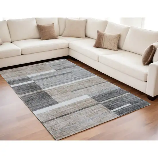 Gray and Brown Abstract Area Rug Photo 1