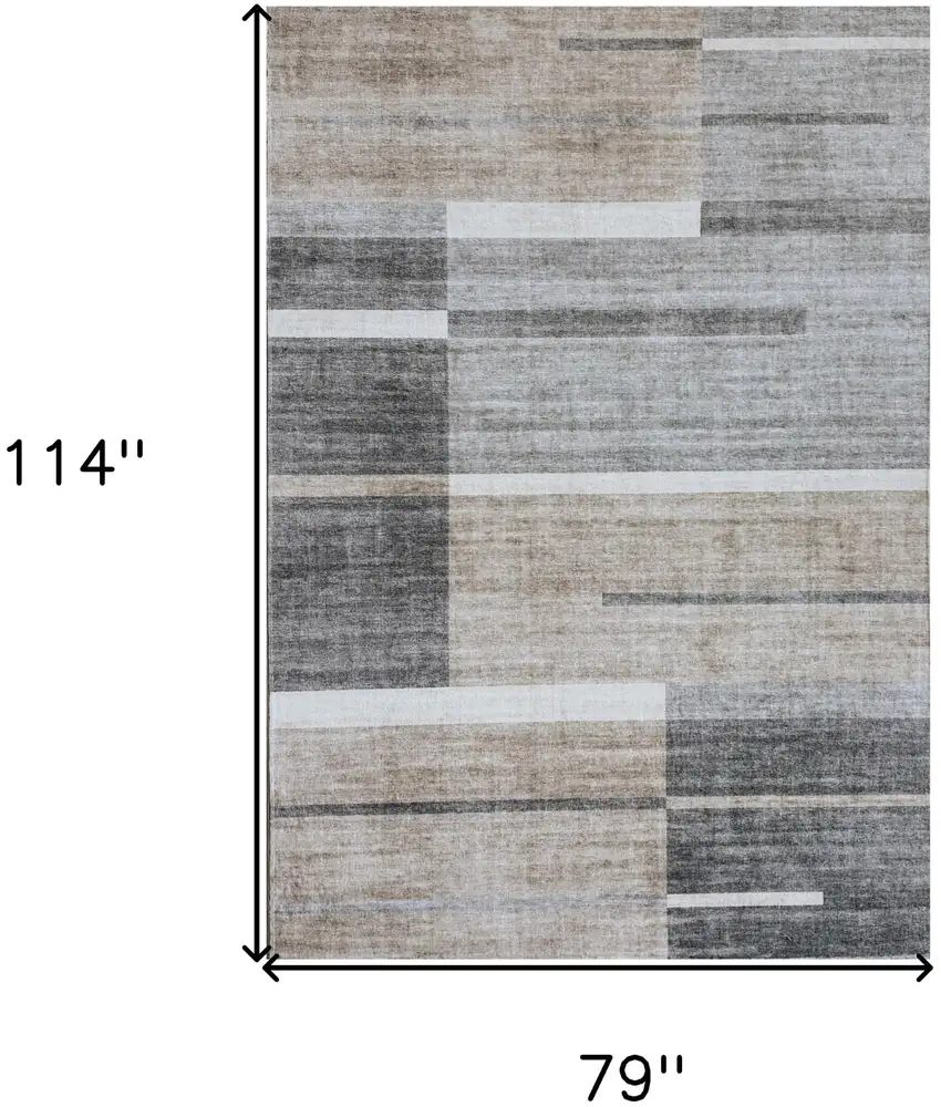 Gray and Brown Abstract Area Rug Photo 7