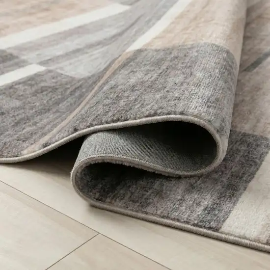 Gray and Brown Abstract Area Rug Photo 9