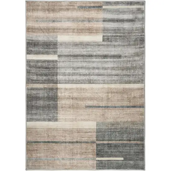 Gray and Brown Abstract Area Rug Photo 6