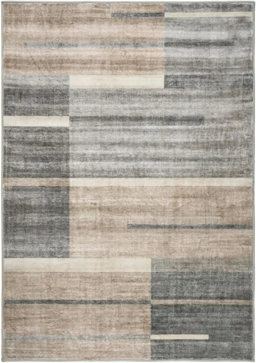 Gray and Brown Abstract Area Rug Photo 6