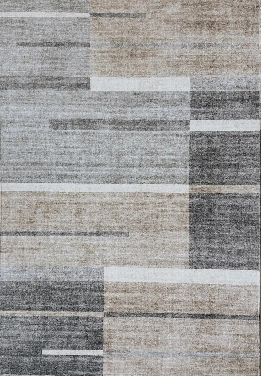 Gray and Brown Abstract Area Rug Photo 2