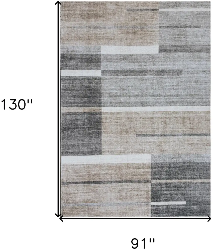Gray and Brown Abstract Area Rug Photo 6