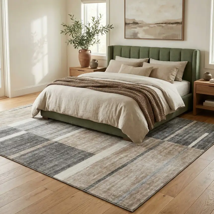 Gray and Brown Abstract Area Rug Photo 7