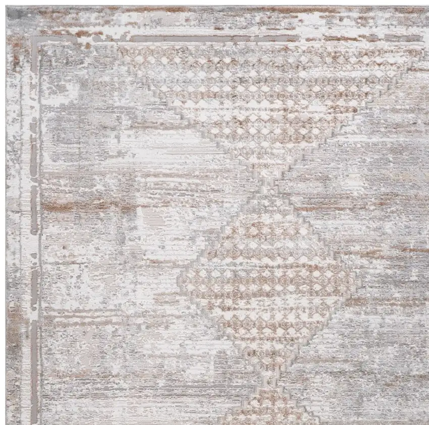 Gray and Brown Abstract Distressed Area Rug Photo 7