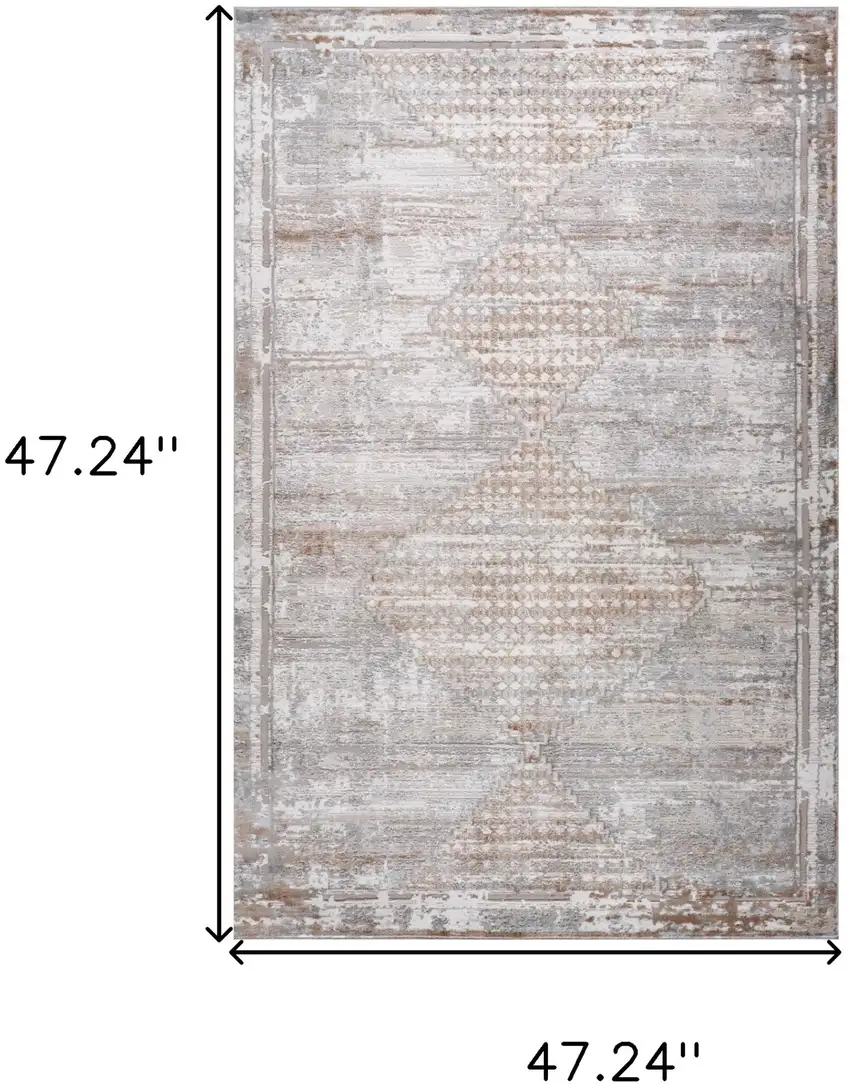Gray and Brown Abstract Distressed Area Rug Photo 3