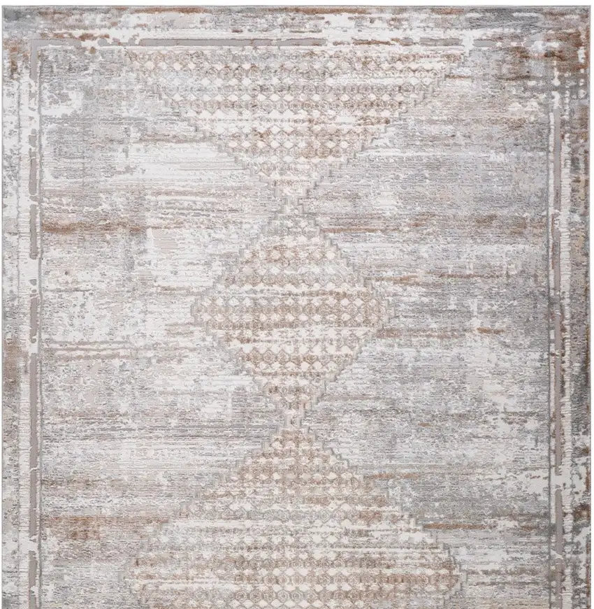 Gray and Brown Abstract Distressed Area Rug Photo 8