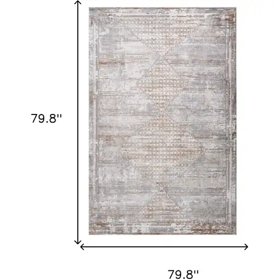 Gray and Brown Abstract Distressed Area Rug Photo 3