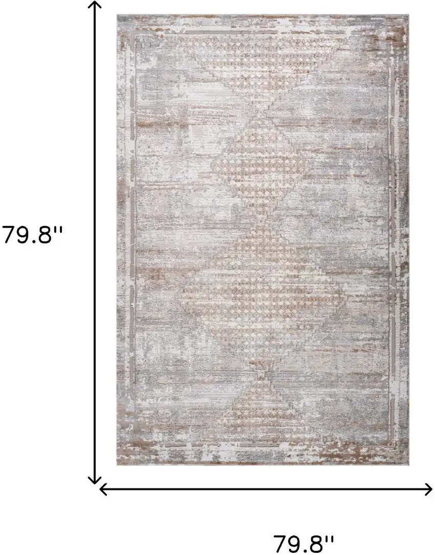Gray and Brown Abstract Distressed Area Rug Photo 3