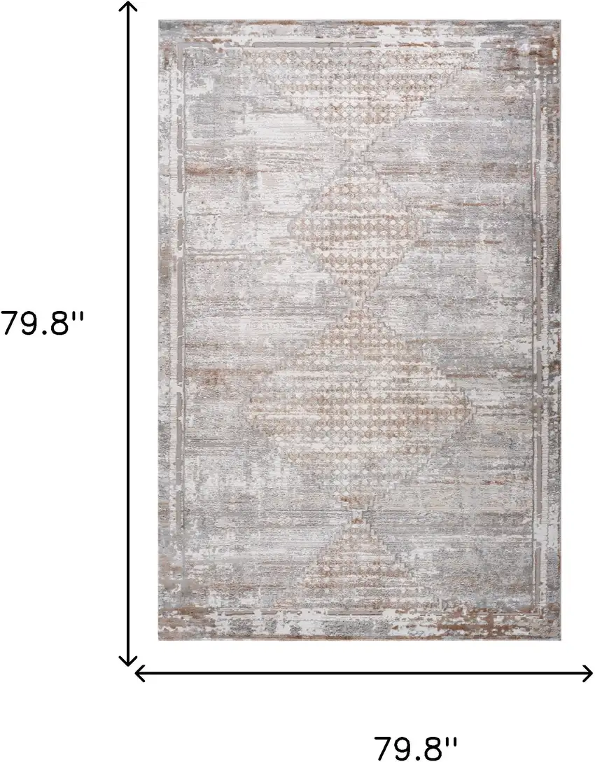 Gray and Brown Abstract Distressed Area Rug Photo 3
