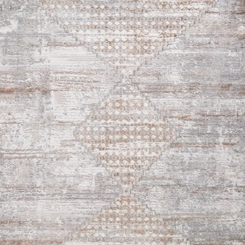 Gray and Brown Abstract Distressed Area Rug Photo 7