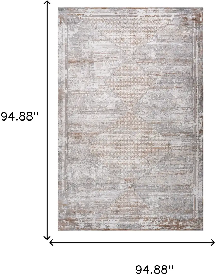 Gray and Brown Abstract Distressed Area Rug Photo 3