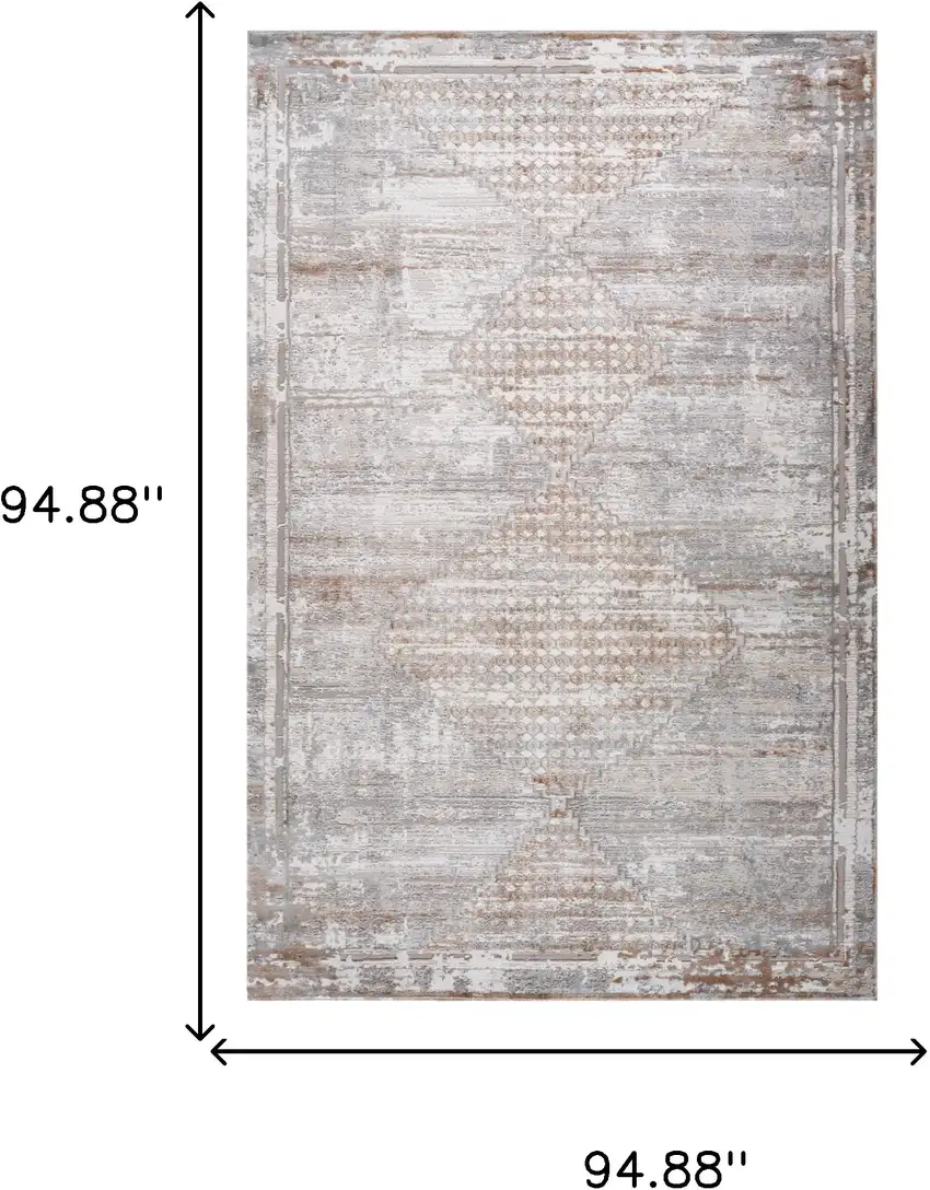 Gray and Brown Abstract Distressed Area Rug Photo 3
