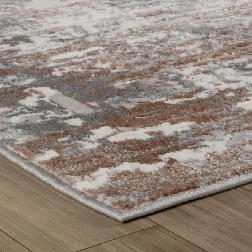 Gray and Brown Abstract Distressed Area Rug Photo 4